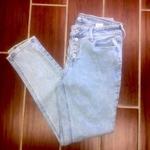Old Navy Acid Wash Button Fly Rockstar Midrise Skinny Jeans Size 6